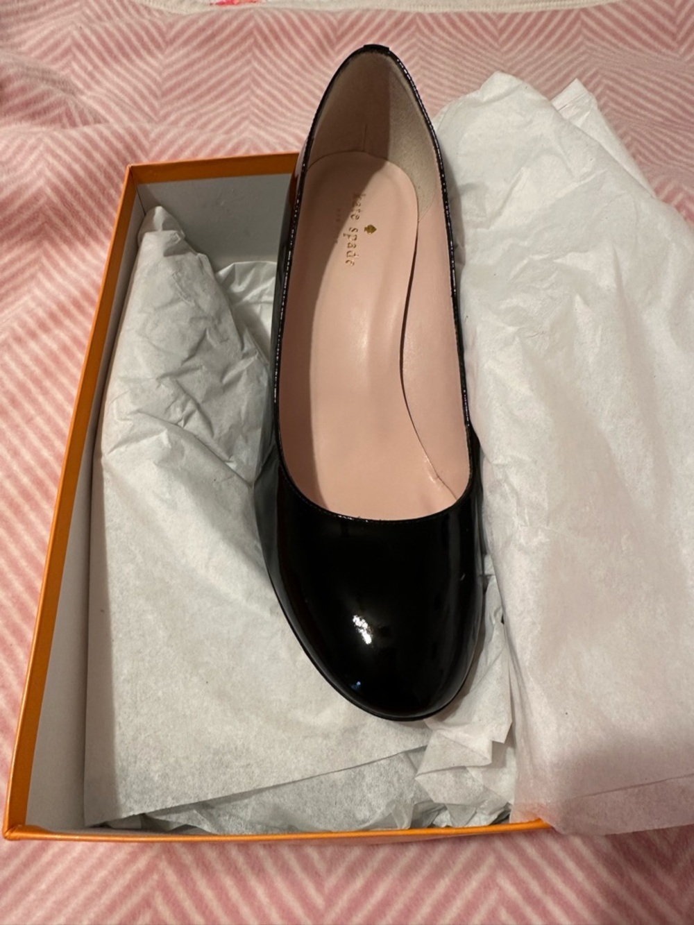 Kate Spade Black Patent Leather Ballet Wedge Pump.  New in box.  Never worn.